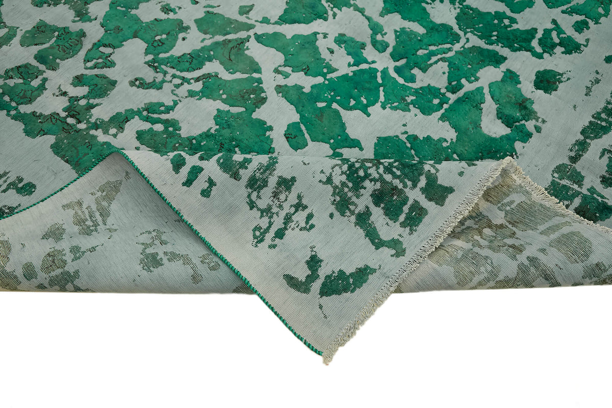 Zelko Dokuma Modern Zümrüt Yeşili ve Gri Soyut Halı 252x362 cm – kenar detayı