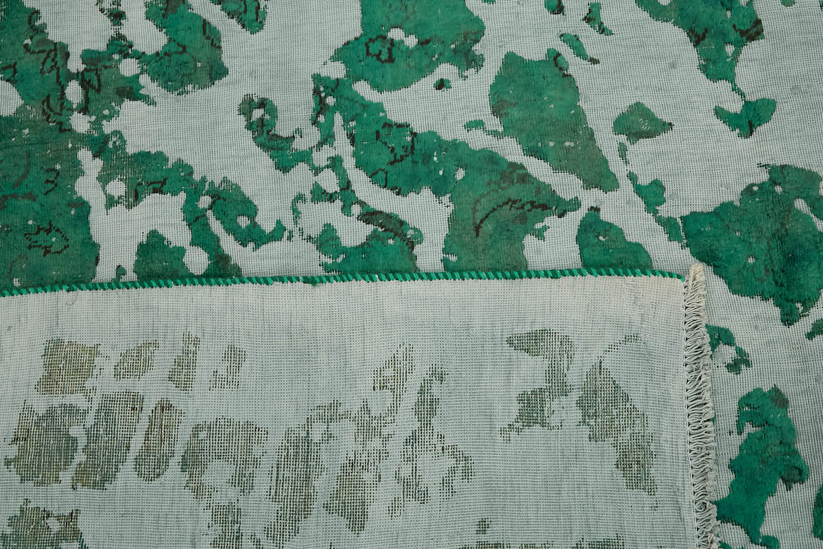 Zelko Dokuma Modern Zümrüt Yeşili ve Gri Soyut Halı 252x362 cm – arka yüz görünümü