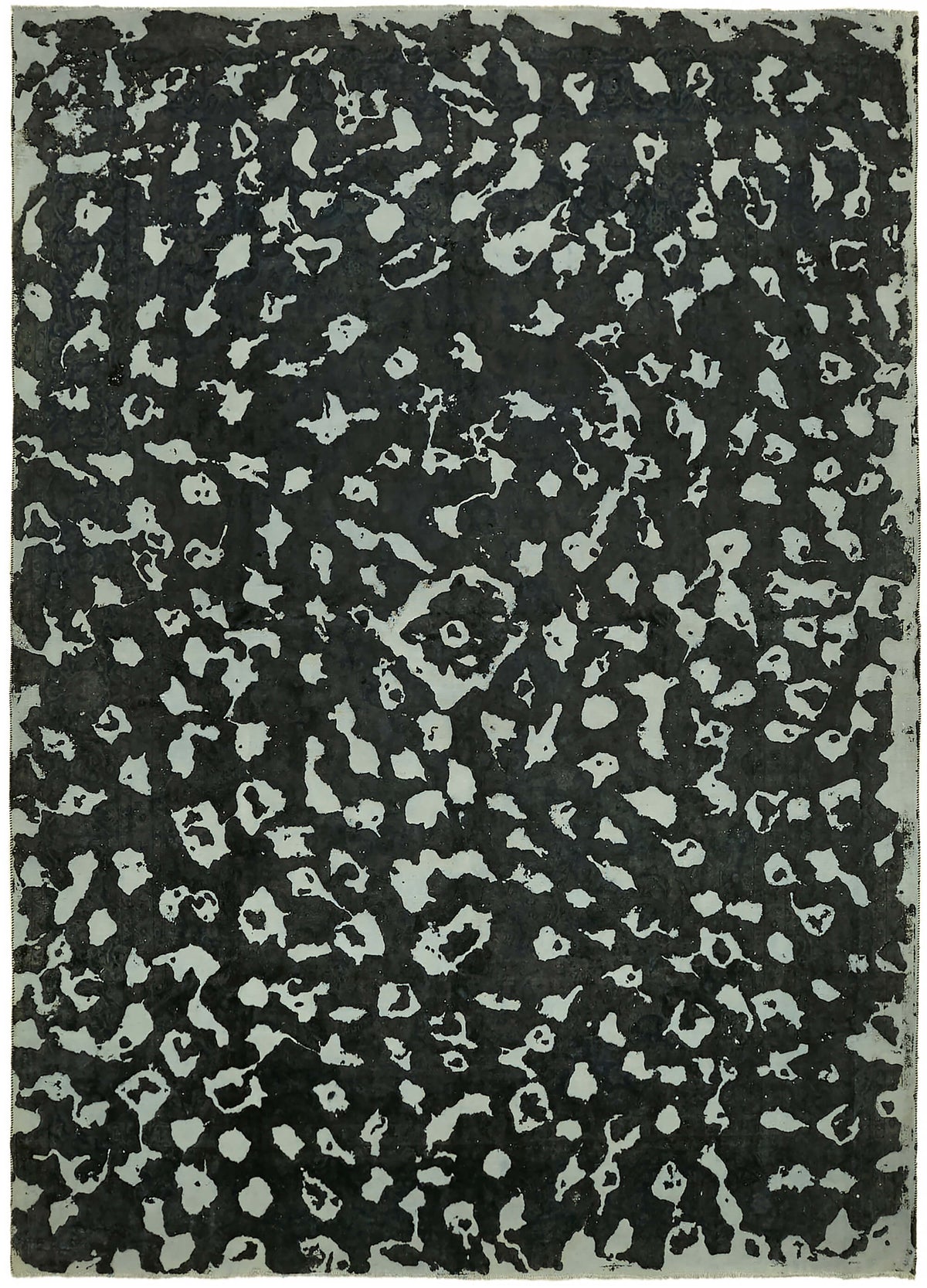 Zelko Siyah Soyut Desenli Yün ve Pamuk El Dokuma Halı 308x423 cm