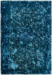 Zelko Mavi ve Turkuaz Soyut Desenli Yün ve Pamuk Halı 270x380 cm