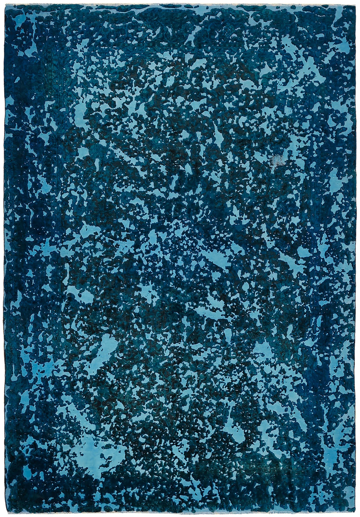 Zelko Mavi ve Turkuaz Soyut Desenli Yün ve Pamuk Halı 270x380 cm