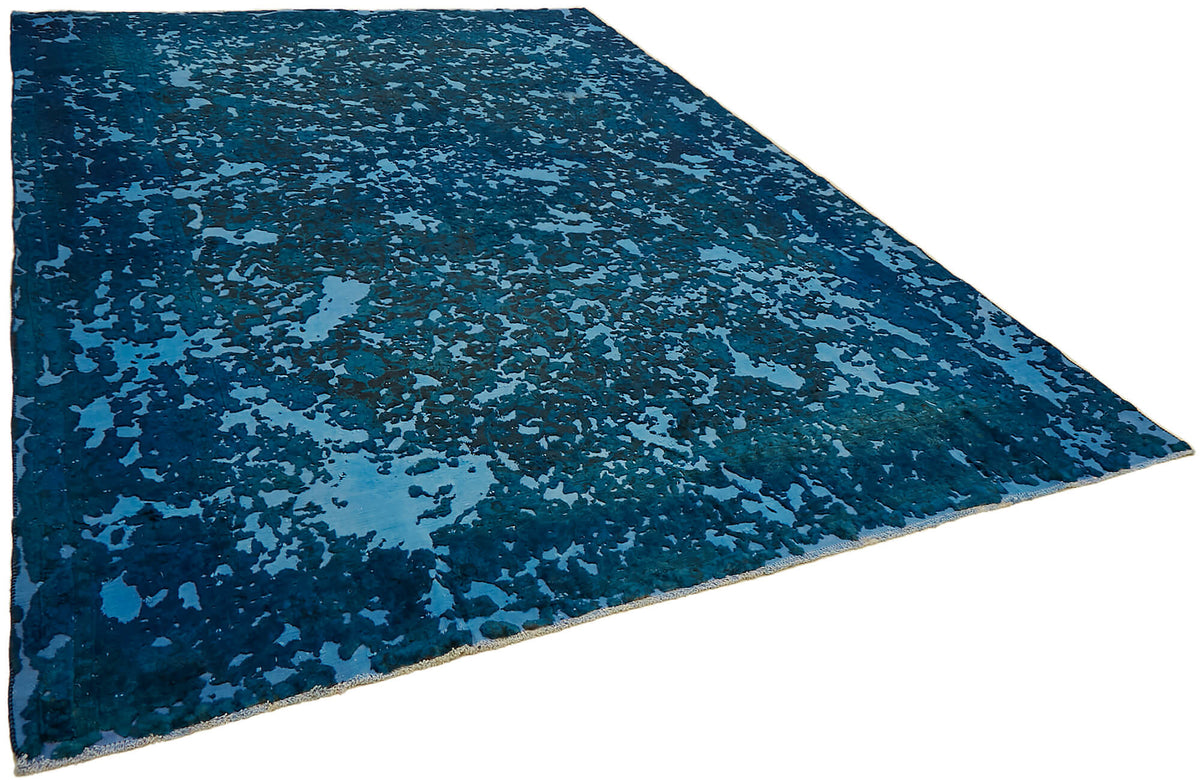 Zelko Mavi ve Turkuaz Soyut Desenli Yün ve Pamuk Halı 270x380 cm – genel görünüm
