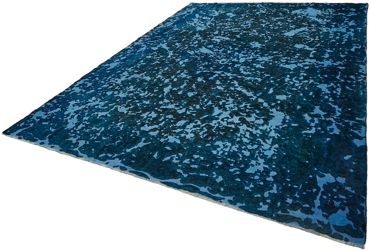 Zelko Mavi ve Turkuaz Soyut Desenli Yün ve Pamuk Halı 270x380 cm – doku yakın çekim