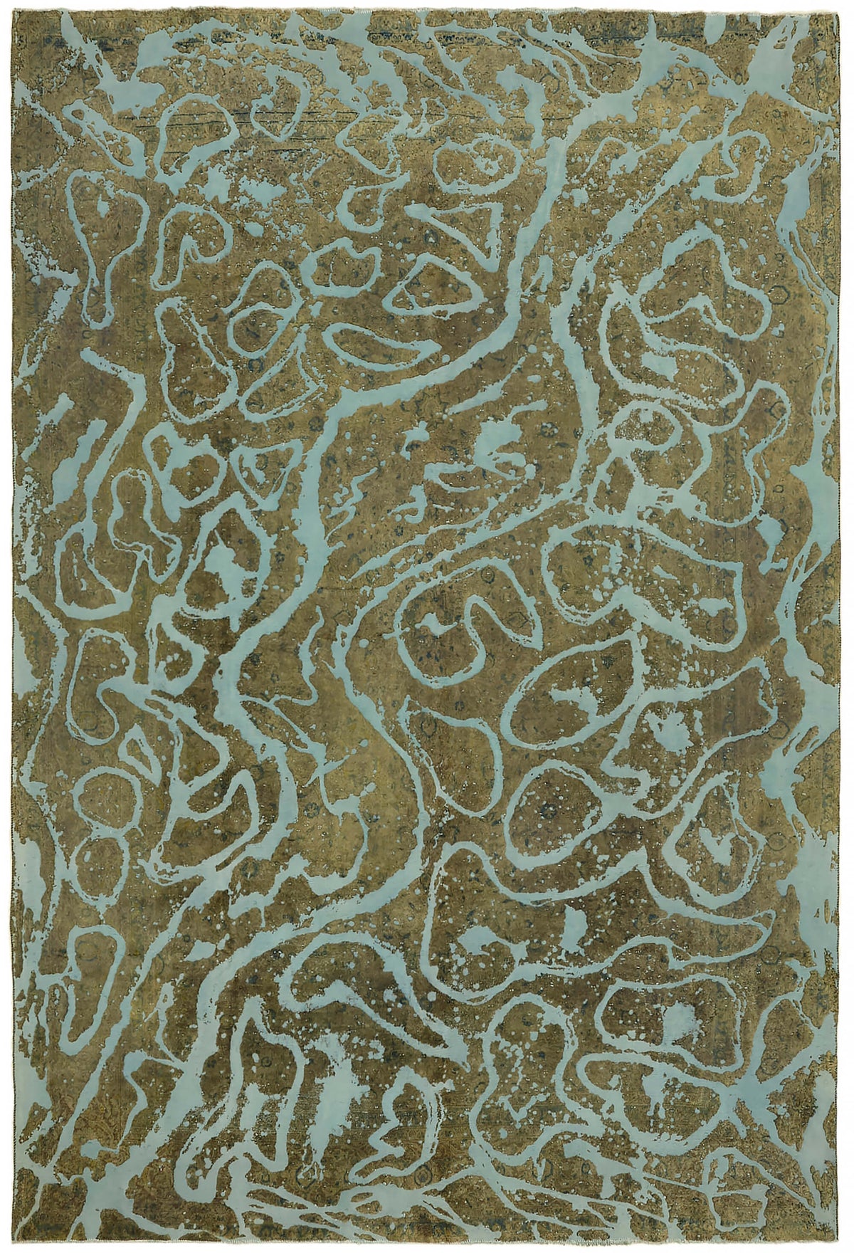 Zelko Kahverengi Soyut Desenli Overdyed El Dokuma Halı 289x415 cm