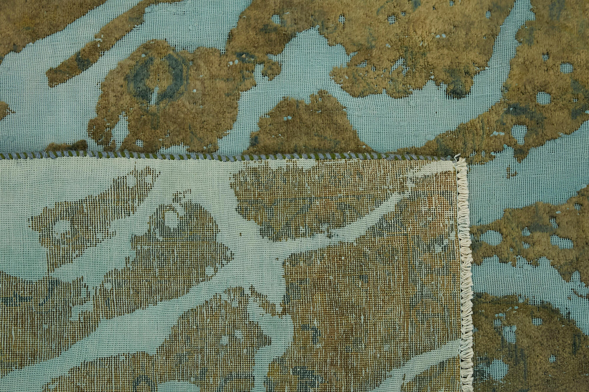 Zelko Kahverengi Soyut Desenli Overdyed El Dokuma Halı 289x415 cm – arka yüz görünümü