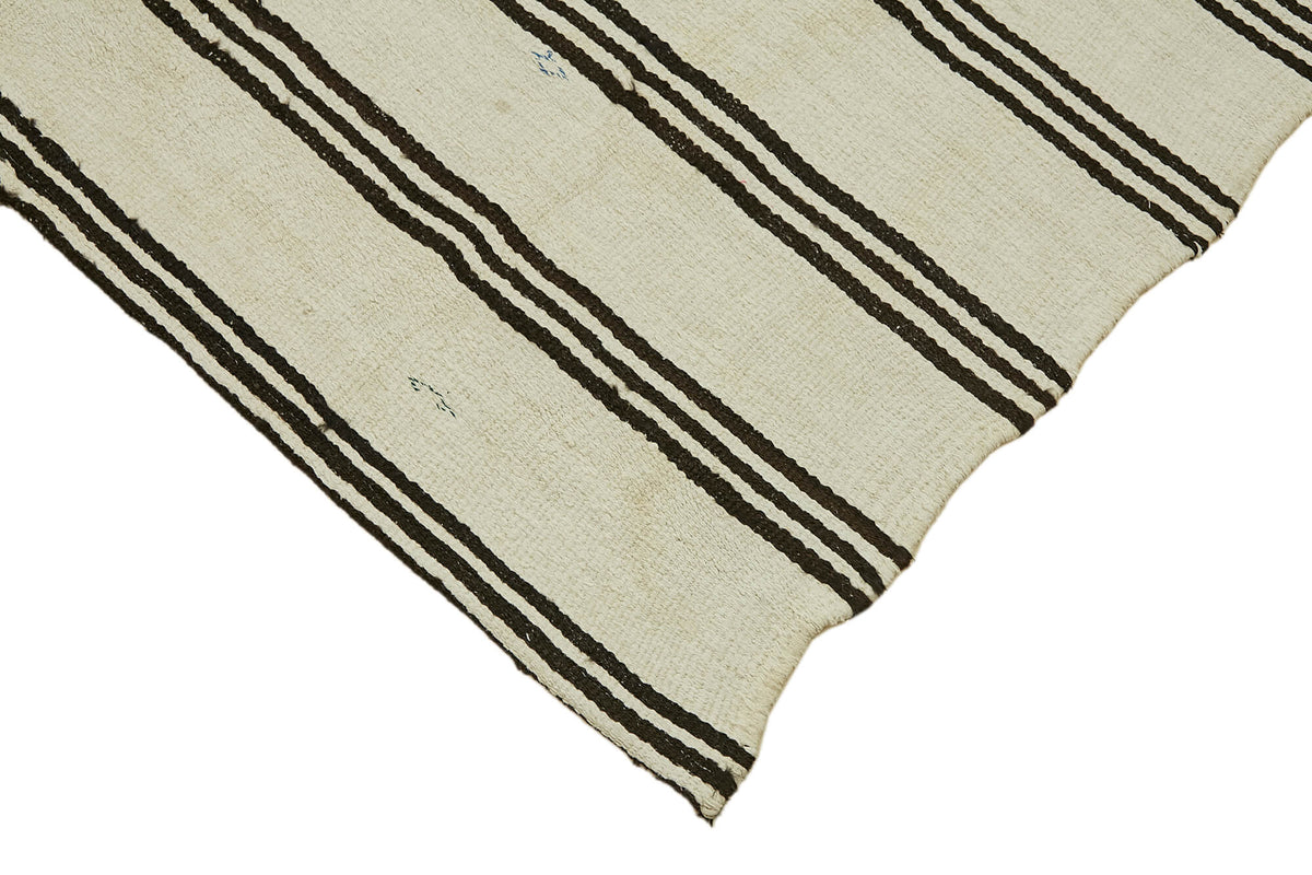 Nosava El Dokuma Kenevir Halı, Ekru ve Siyah Çizgili 160x230 cm – detay görünümü
