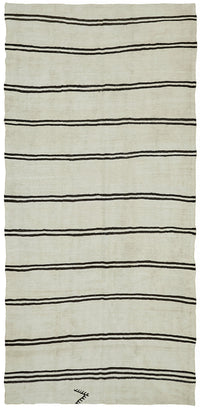 Nosava Kırmızı Siyah Çizgili Etnik El Dokuma Kenevir Halı 175x360 cm