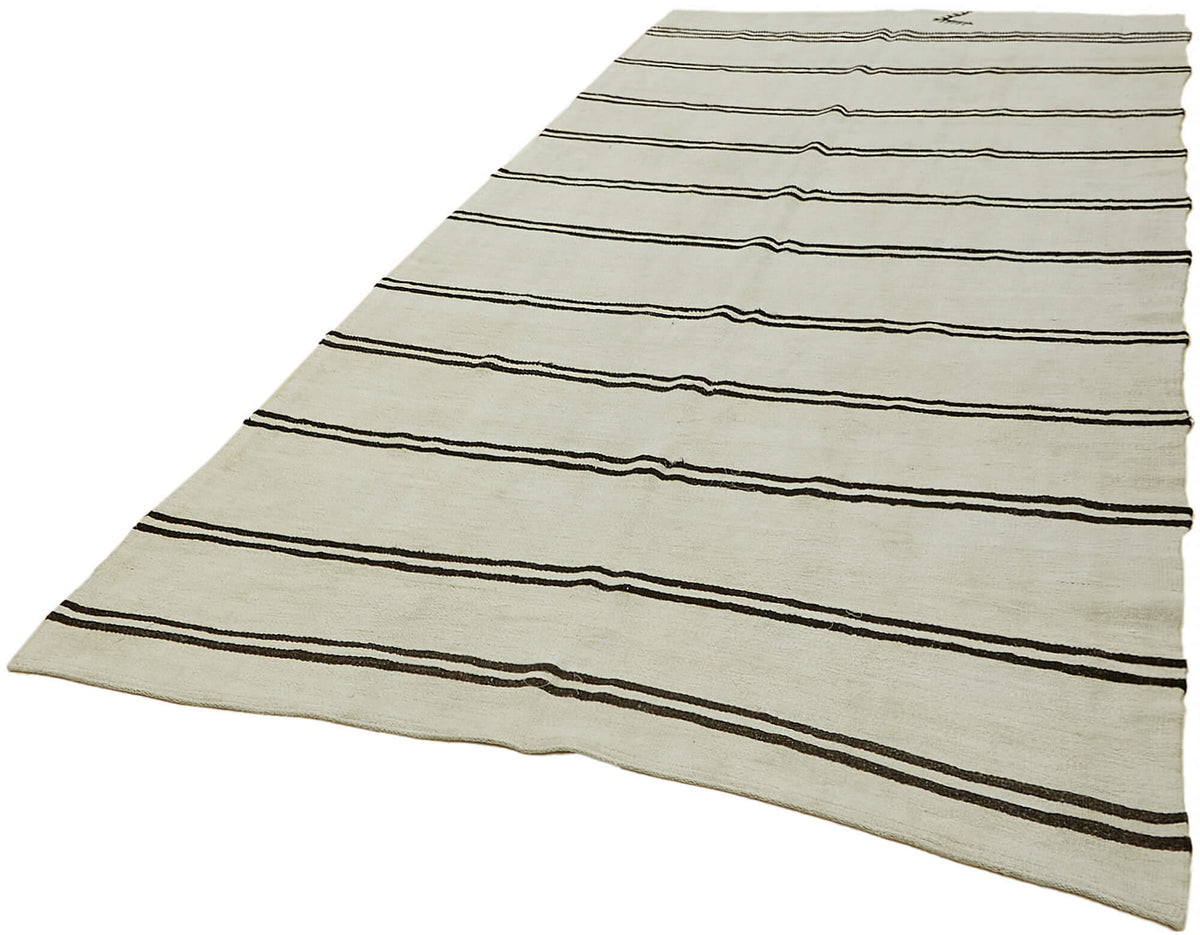 Nosava Kırmızı Siyah Çizgili Etnik El Dokuma Kenevir Halı 175x360 cm – doku yakın çekim
