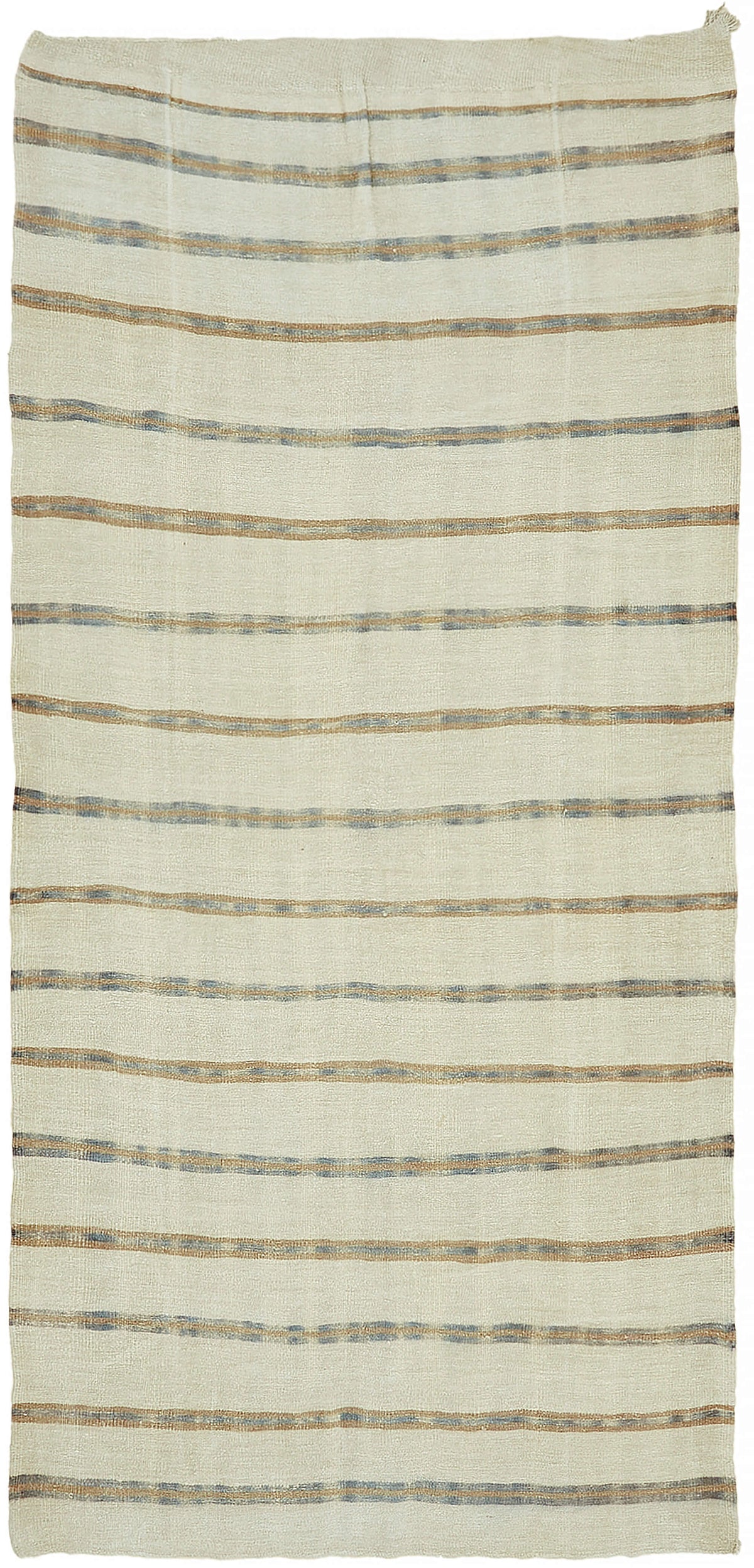 Nosava Çizgili Dokuma Modern Kenevir Halı Bej ve Gri Tonlarda 172x347 cm