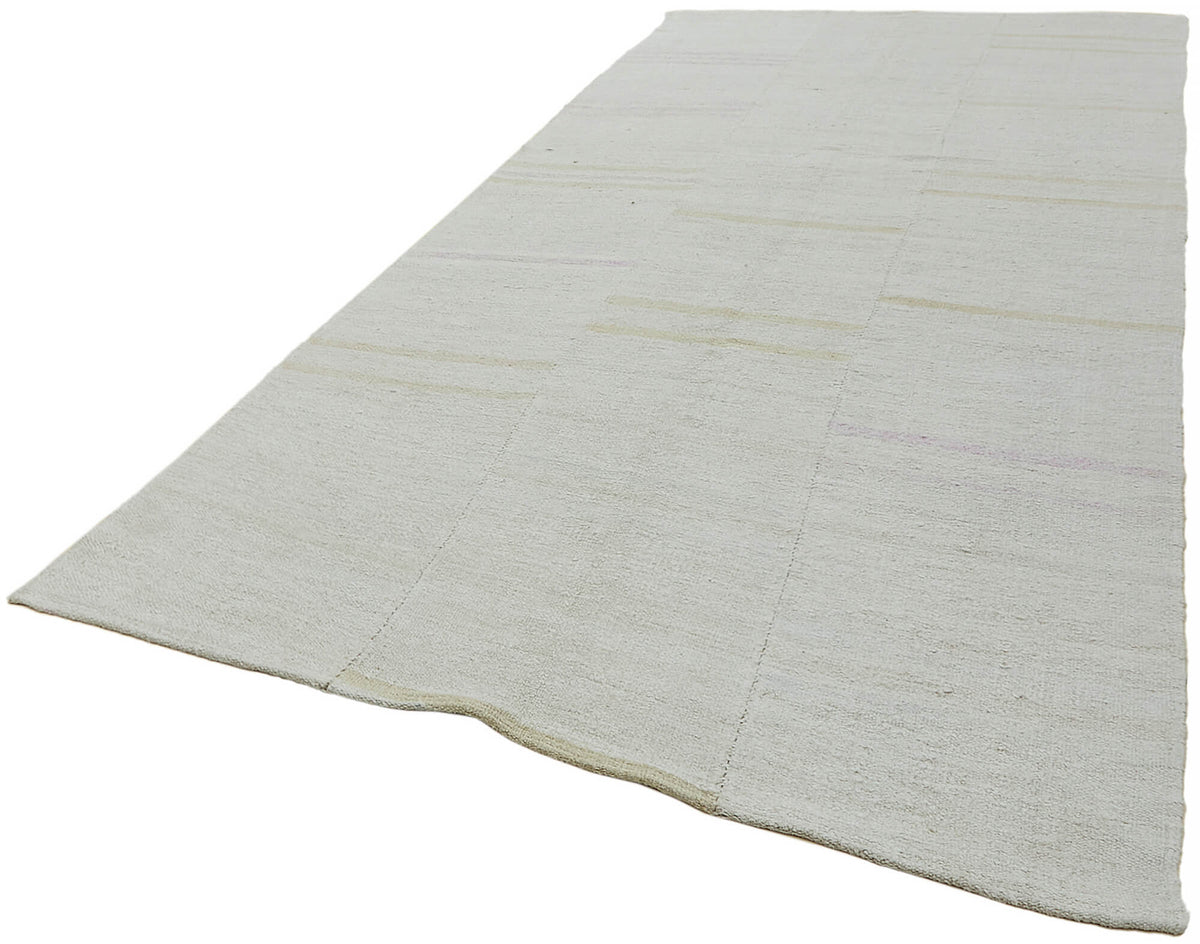 Nosava Çizgili Desenli Ekru Bej Kenevir Halı 177x350 cm – doku yakın çekim