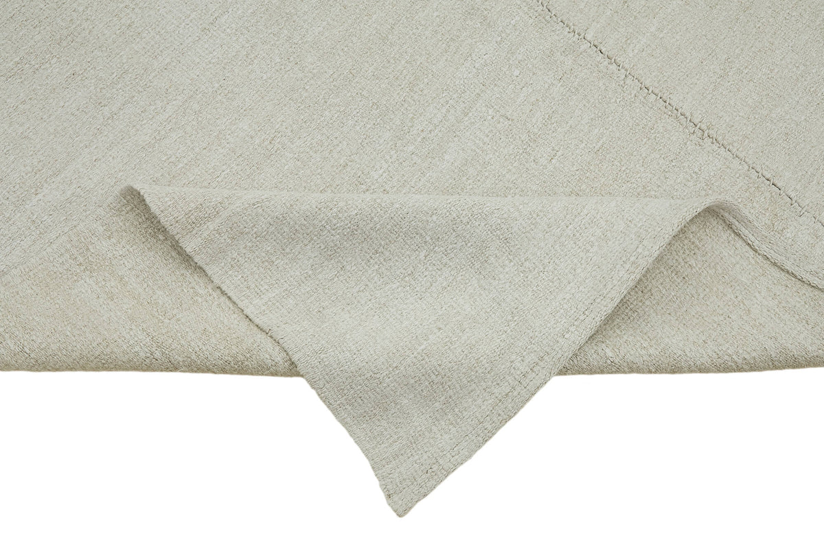 Nosava Ekru Beyaz Düz Desensiz Kenevir El Dokuma Halı 204x348 cm – kenar detayı
