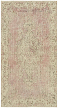 Tavik Madalyon Desenli Toz Pembe Vintage Eskitme Halı 113x208 cm