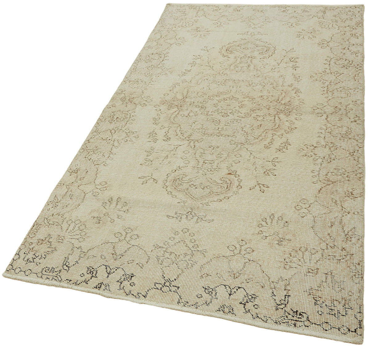 Tavik Bej Kahverengi Madalyon Desenli Klasik El Dokuma Halı 110x203 cm – doku yakın çekim