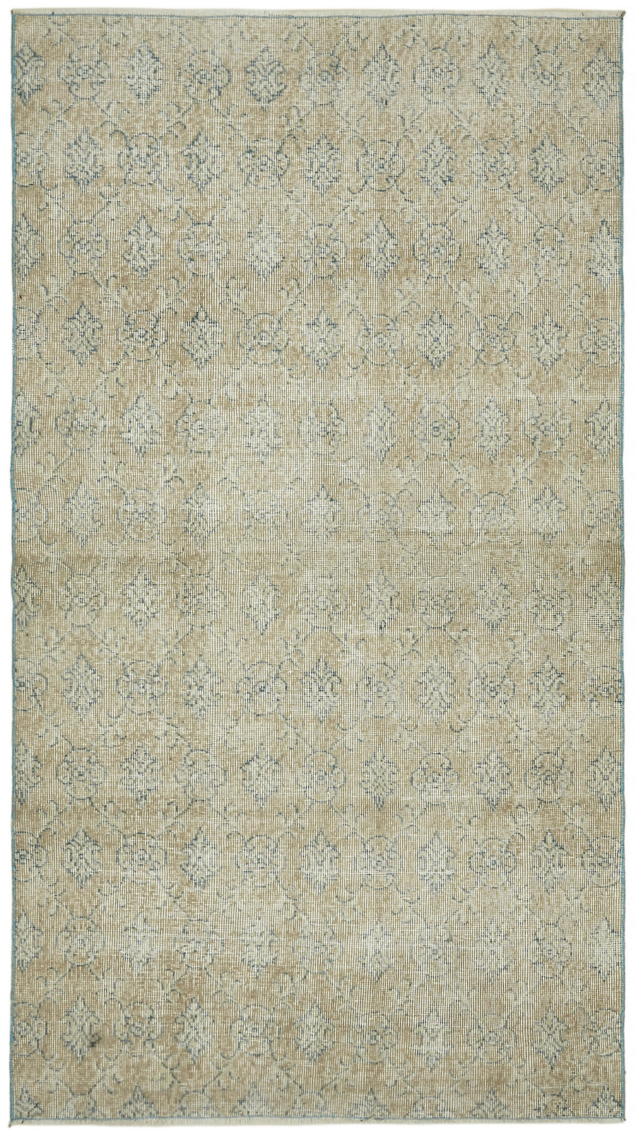 Tavik Madalyon Desenli Bej Rengi Vintage El Dokuma Halı 119x214 cm