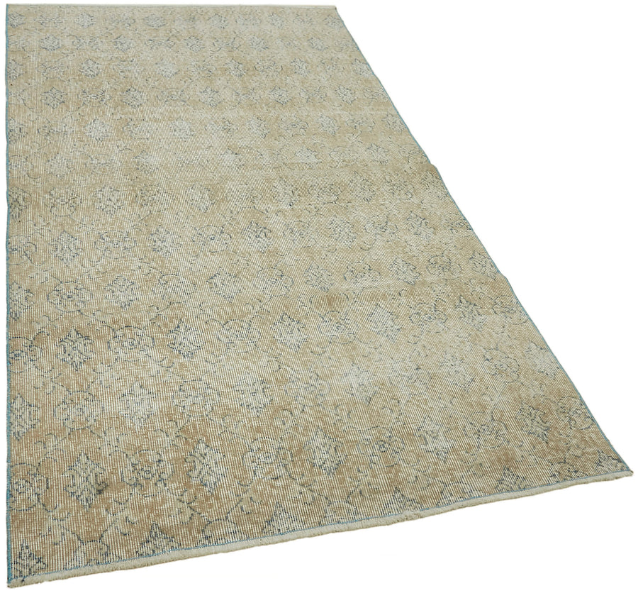 Tavik Madalyon Desenli Bej Rengi Vintage El Dokuma Halı 119x214 cm – genel görünüm