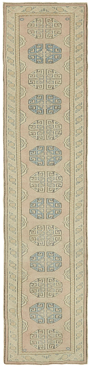 Kovena Madalyon Desenli Bej Pembe El Dokuma Yolluk 100x413 cm