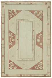 Gekro Geometrik Desenli Bej ve Kırmızı Dokuma Halı 117x176 cm 45043