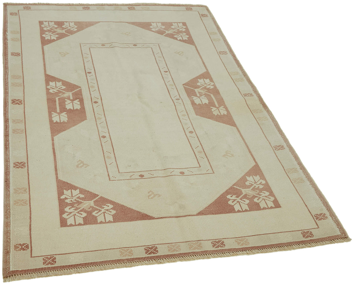 Gekro Geometrik Desenli Bej ve Kırmızı Dokuma Halı 117x176 cm 45043 – genel görünüm