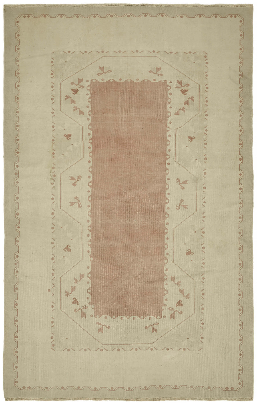 Kavale Bej Modern Halı Geometrik Desenli Yün ve Pamuk 166x264 cm