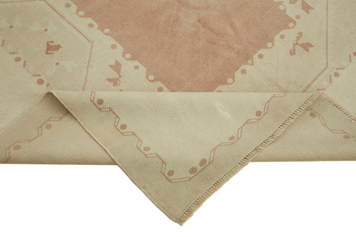Kavale Bej Modern Halı Geometrik Desenli Yün ve Pamuk 166x264 cm – kenar detayı