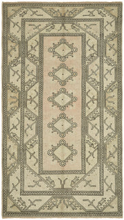 Kavale Vintage Bej Kahverengi Geometrik El Dokuma Halı 164x290 cm