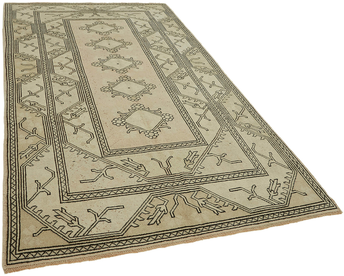 Kavale Vintage Bej Kahverengi Geometrik El Dokuma Halı 164x290 cm – genel görünüm
