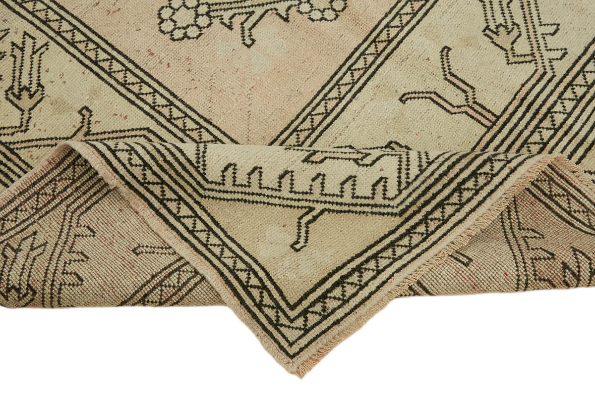 Kavale Vintage Bej Kahverengi Geometrik El Dokuma Halı 164x290 cm – kenar detayı