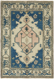 Kavale Lacivert Bej Halı Geometrik Desenli Vintage 192x280 cm