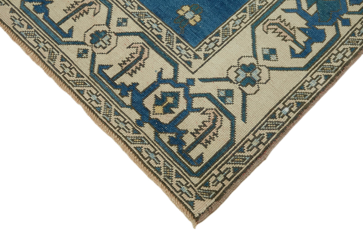 Kavale Lacivert Bej Halı Geometrik Desenli Vintage 192x280 cm – detay görünümü