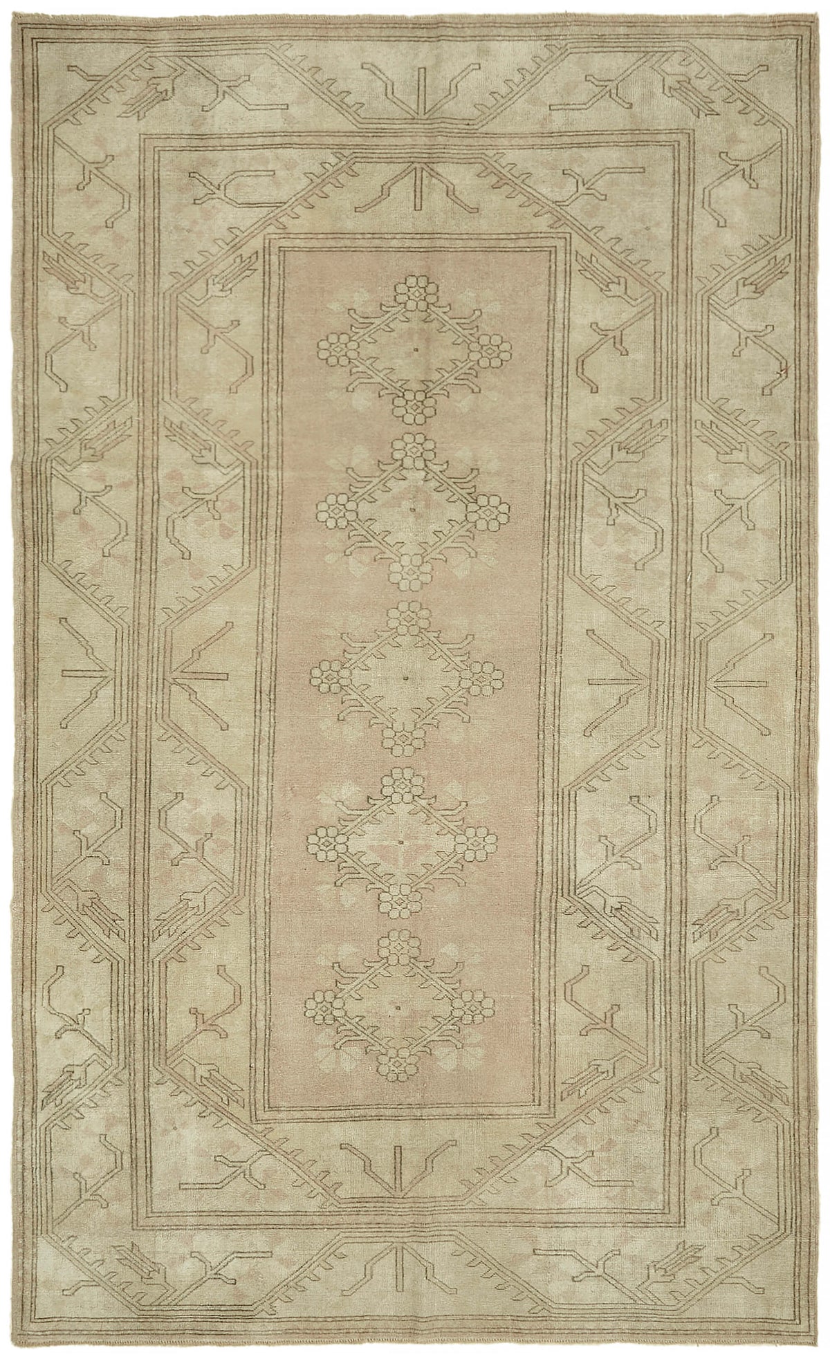 Kavale El Dokuma Modern Halı Bej Kahverengi Geometrik Desenli 196x316 cm