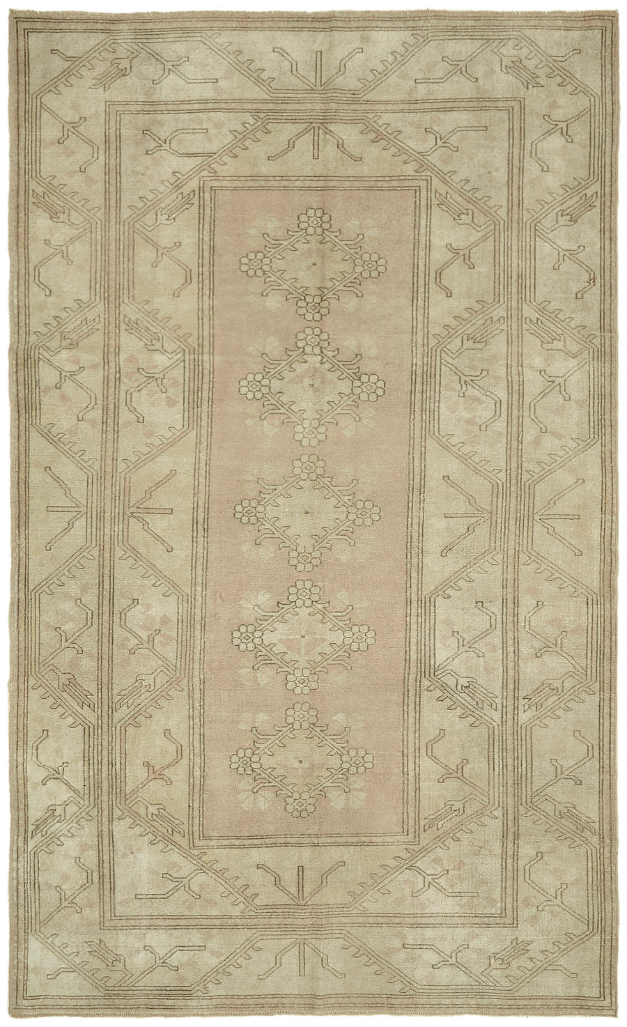 Kavale El Dokuma Modern Halı Bej Kahverengi Geometrik Desenli 196x316 cm