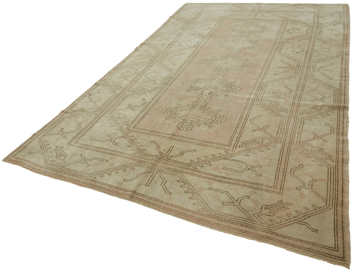 Kavale El Dokuma Modern Halı Bej Kahverengi Geometrik Desenli 196x316 cm – doku yakın çekim