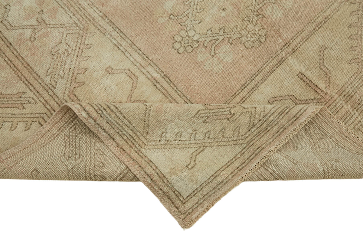 Kavale El Dokuma Modern Halı Bej Kahverengi Geometrik Desenli 196x316 cm – kenar detayı