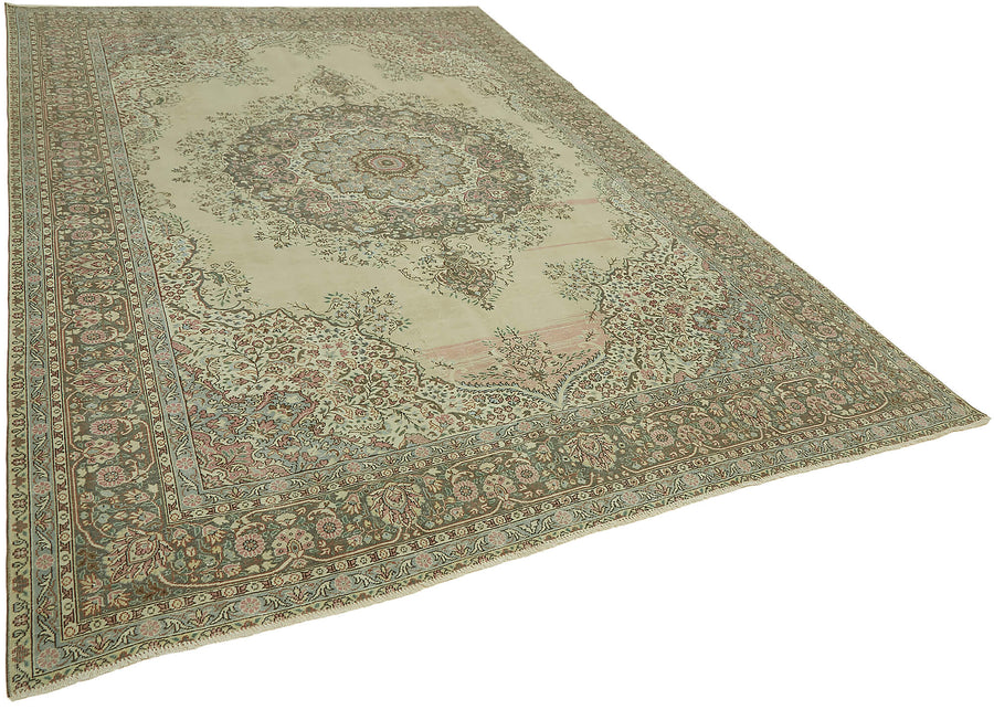 Rusvo Vintage Bej ve Kahverengi Madalyon Desenli El Dokuma Halı 255x350 cm – genel görünüm