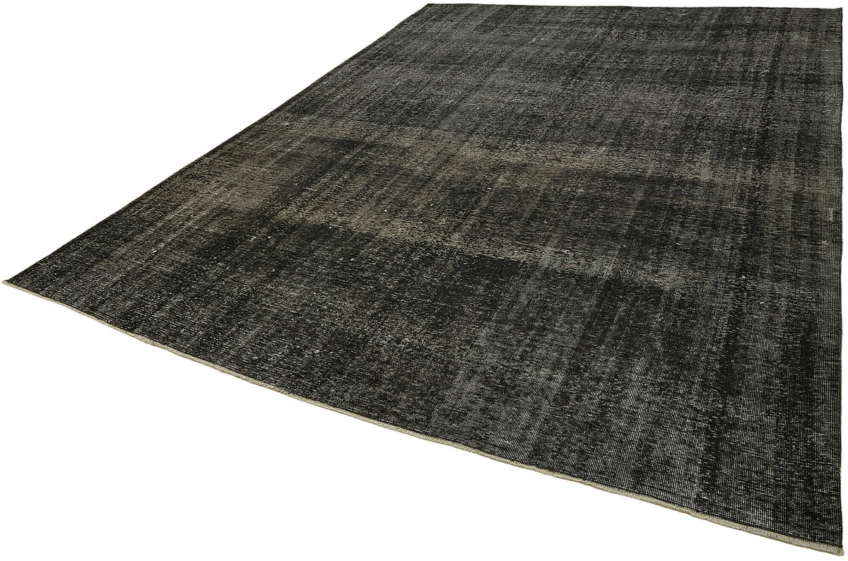 Zelko Siyah Gri Halı, Düz Renk Overdyed El Dokuma 286x365 cm 45447 – doku yakın çekim