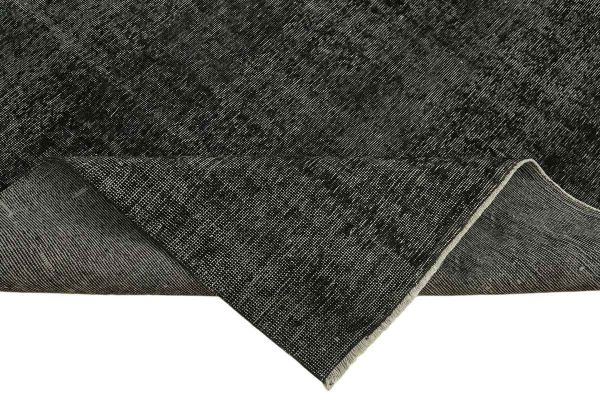 Zelko Siyah Gri Halı, Düz Renk Overdyed El Dokuma 286x365 cm 45447 – kenar detayı