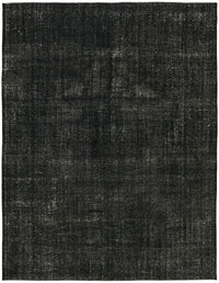 Zelko Düz Siyah Gri El Dokuma Vintage Overdyed Halı 286x367 cm