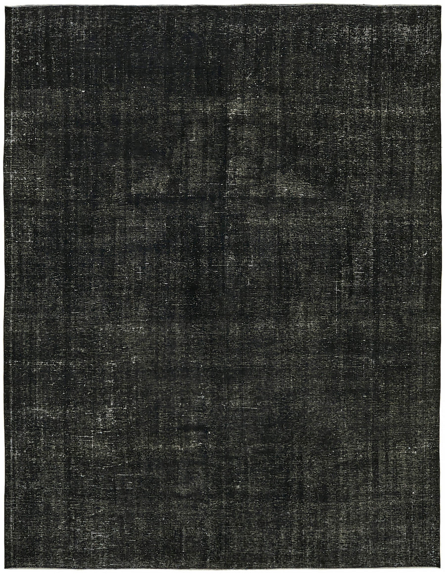 Zelko Düz Siyah Gri El Dokuma Vintage Overdyed Halı 286x367 cm