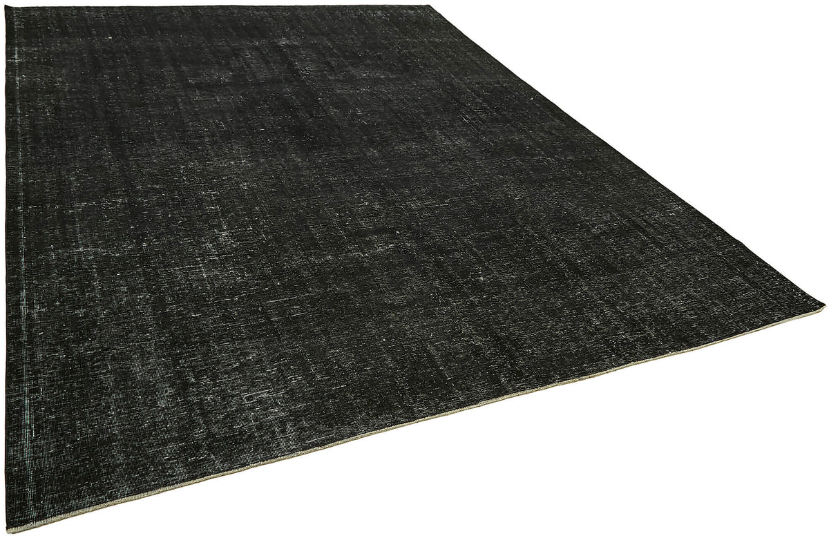Zelko Düz Siyah Gri El Dokuma Vintage Overdyed Halı 286x367 cm – genel görünüm