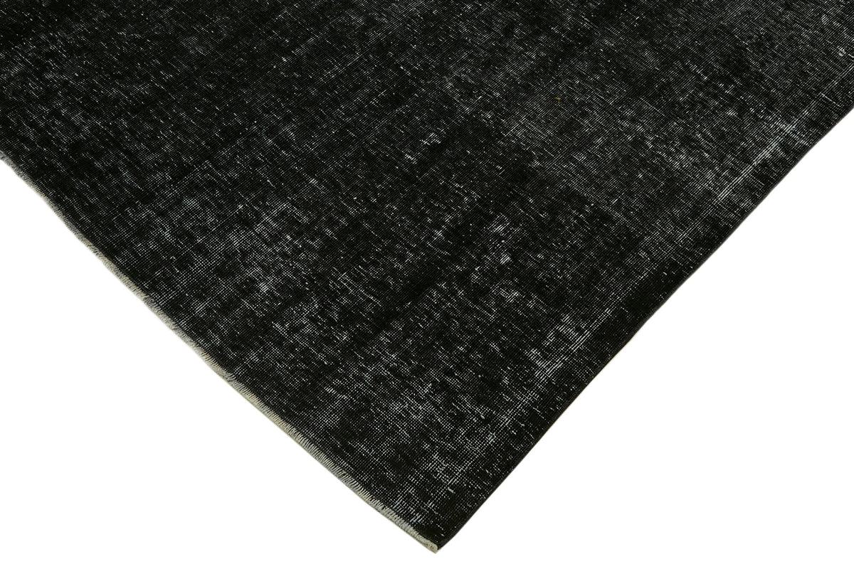 Zelko Düz Siyah Gri El Dokuma Vintage Overdyed Halı 286x367 cm – detay görünümü
