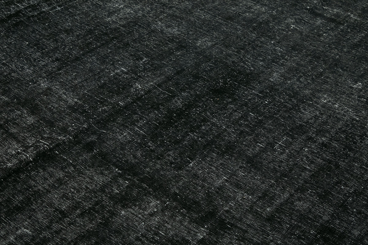 Zelko Düz Siyah Gri El Dokuma Vintage Overdyed Halı 286x367 cm – mekânda kullanım