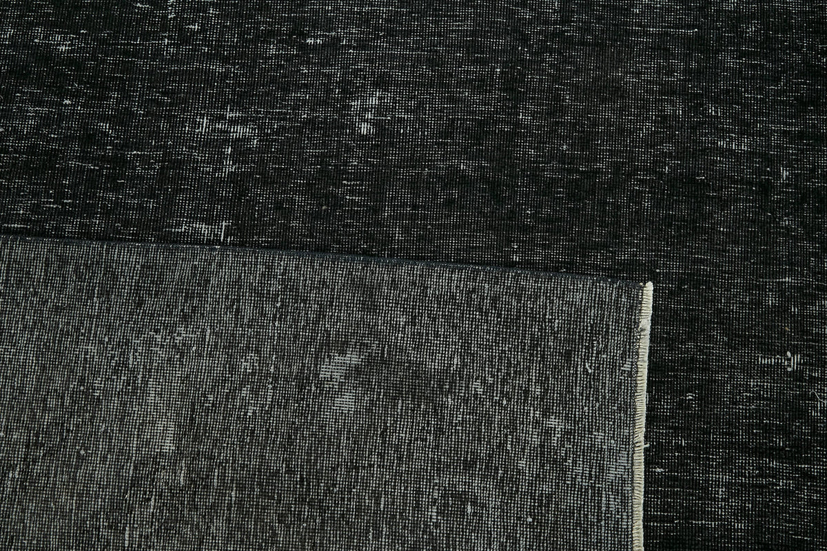 Zelko Düz Siyah Gri El Dokuma Vintage Overdyed Halı 286x367 cm – arka yüz görünümü