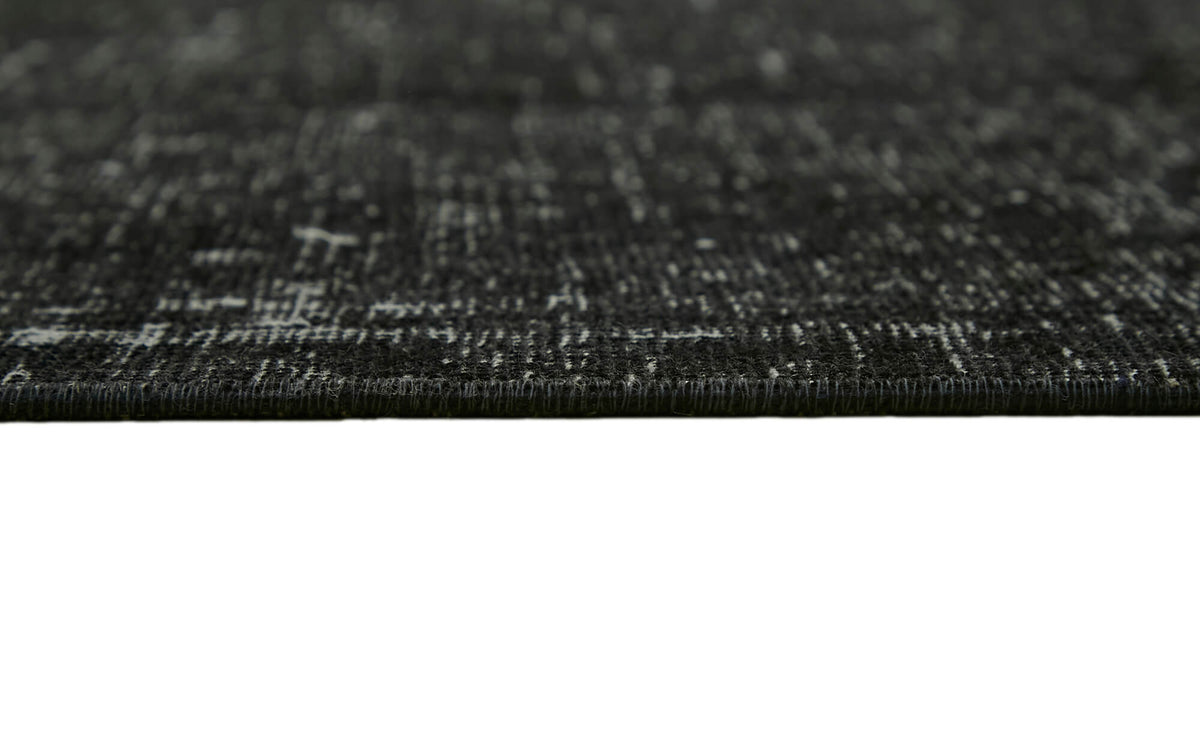 Zelko Düz Siyah Gri El Dokuma Vintage Overdyed Halı 286x367 cm – farklı açı