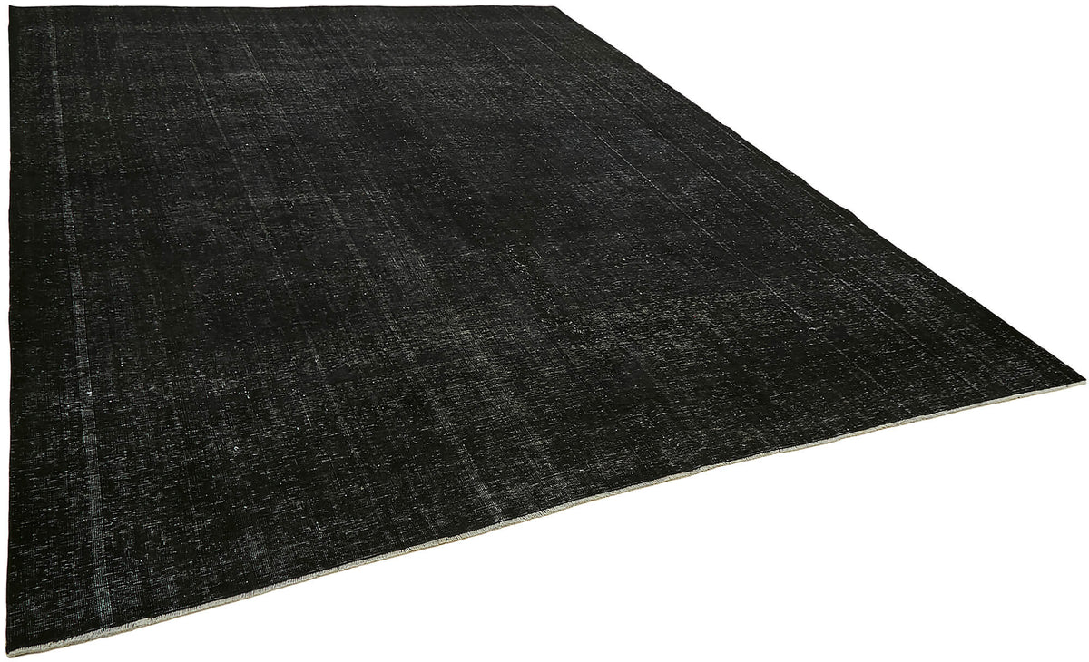 Zelko Düz Tasarımlı Siyah Gri El Dokuma Vintage Halı 300x373 cm – genel görünüm