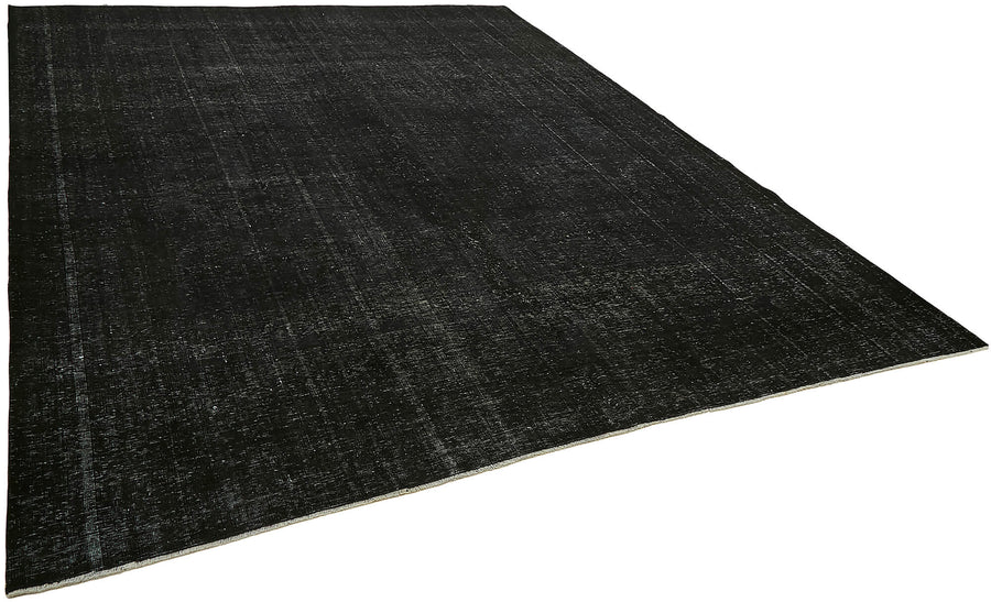 Zelko Düz Tasarımlı Siyah Gri El Dokuma Vintage Halı 300x373 cm – genel görünüm