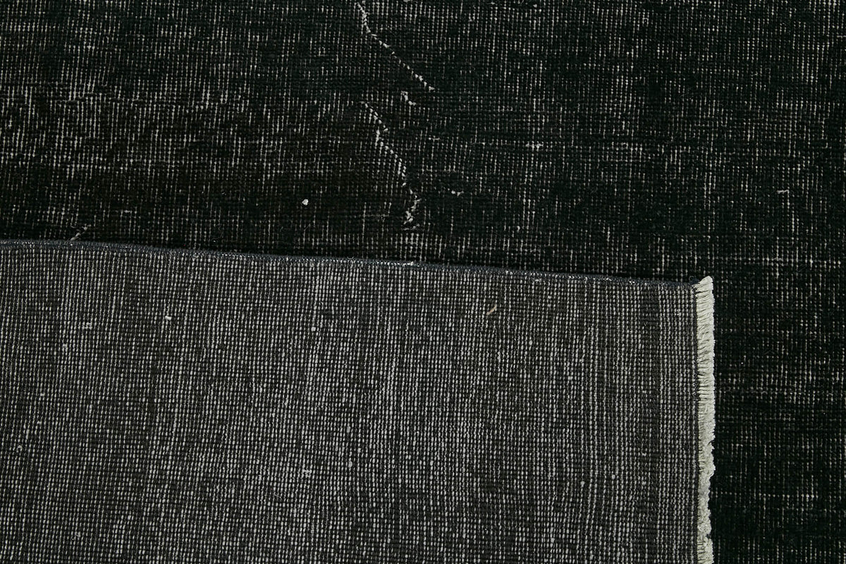 Zelko Siyah Gri Soyut Modern El Dokuma Halı 250x323 cm – arka yüz görünümü