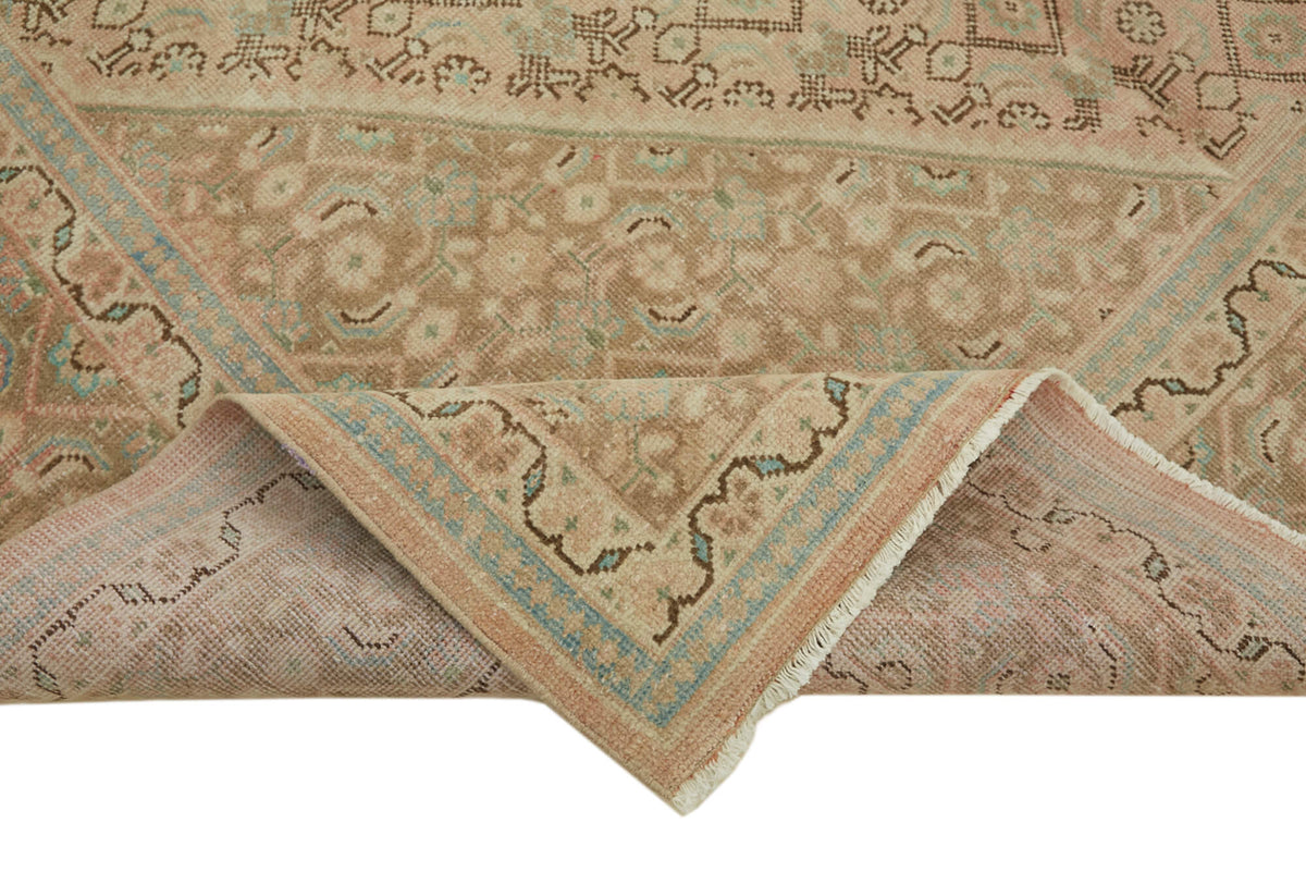 Rusvo Vintage Bej Kahverengi Geometrik El Dokuma Halı 290x400 cm 45493 – kenar detayı