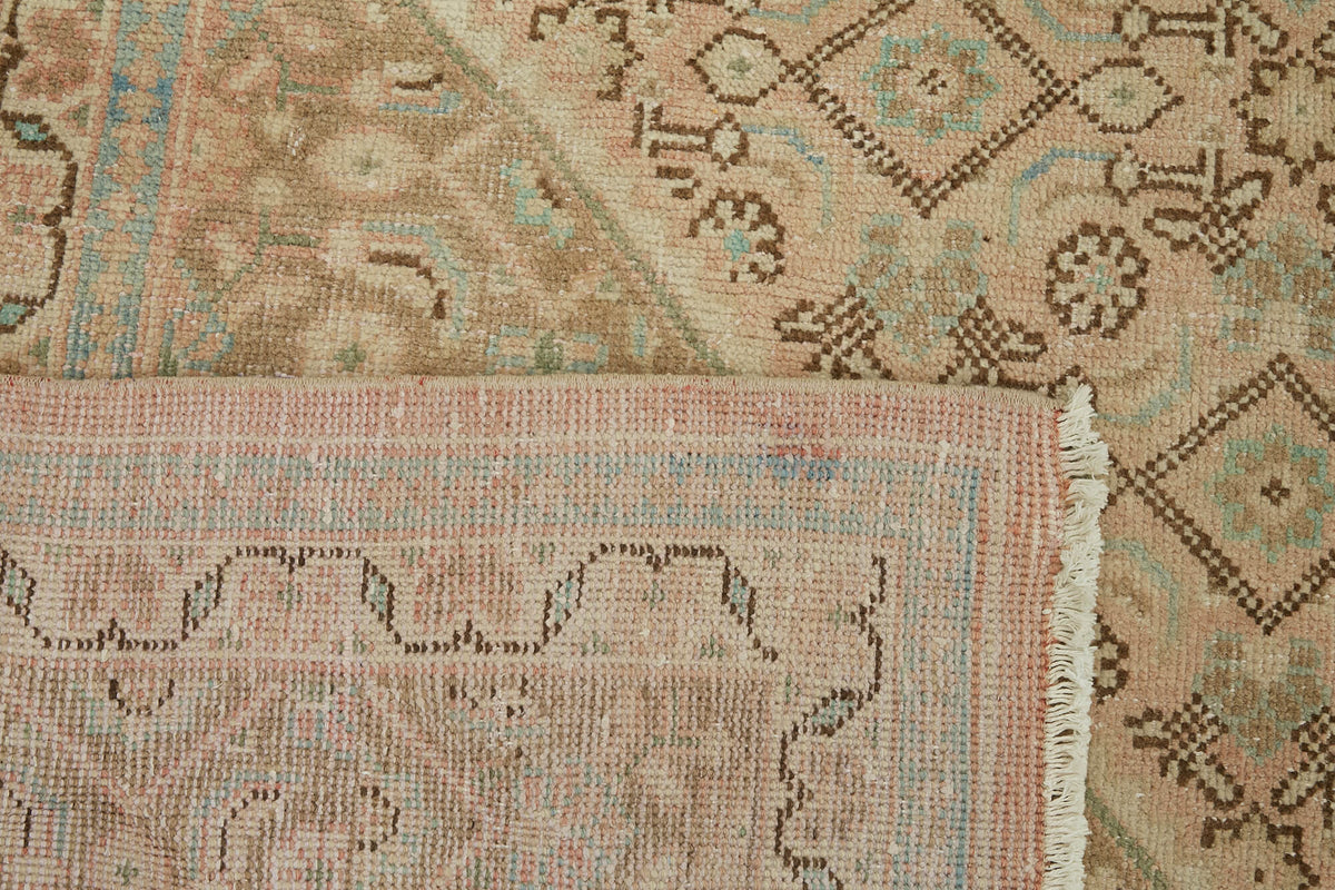 Rusvo Vintage Bej Kahverengi Geometrik El Dokuma Halı 290x400 cm 45493 – arka yüz görünümü