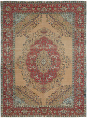 Rusvo Vintage Bej Kırmızı Madalyon Desenli Halı 302x394 cm 45510