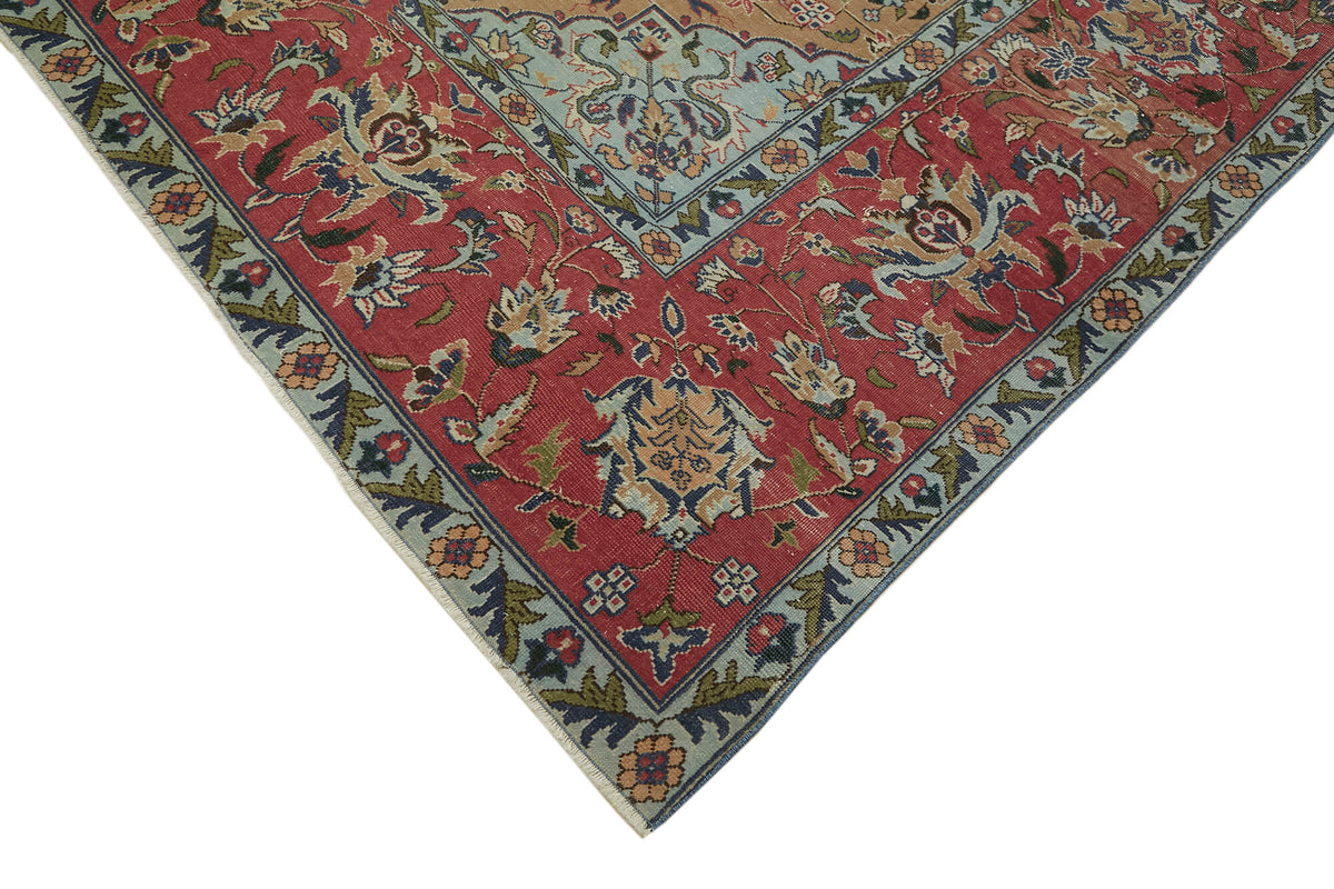 Rusvo Vintage Bej Kırmızı Madalyon Desenli Halı 302x394 cm 45510 – detay görünümü